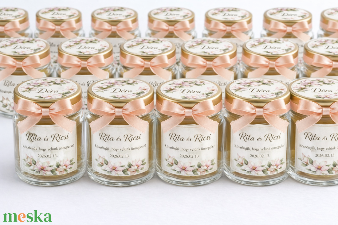 Magnolia Lumi�re � személyre szabott méhviasz esküvői köszönőajándék gyertya - otthon & életmód - gyertya, illat, aroma - gyertya - Meska.hu