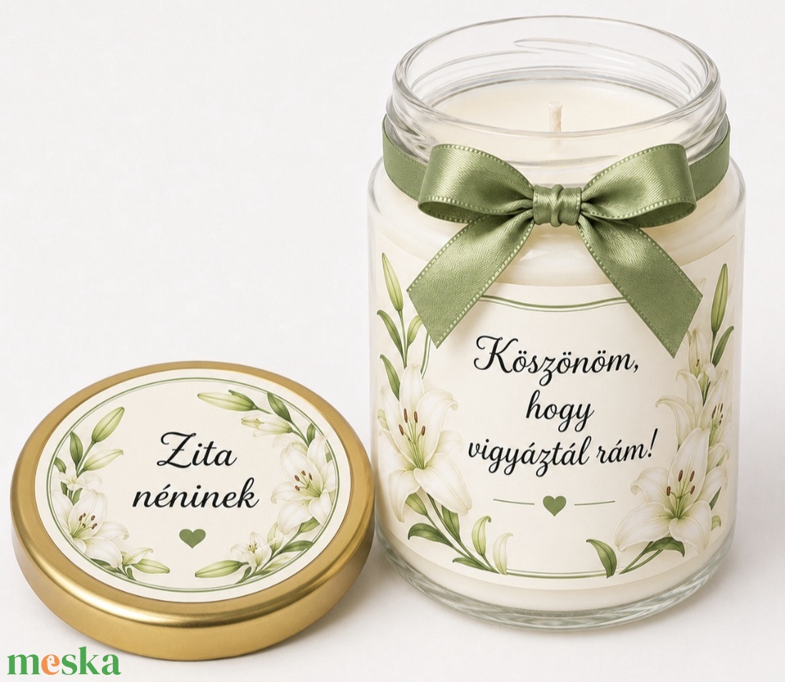 Fehér Szirom � Névre szóló liliom illatú szójagyertya pedagógusoknak - esküvő - emlék & ajándék - köszönőajándék - Meska.hu