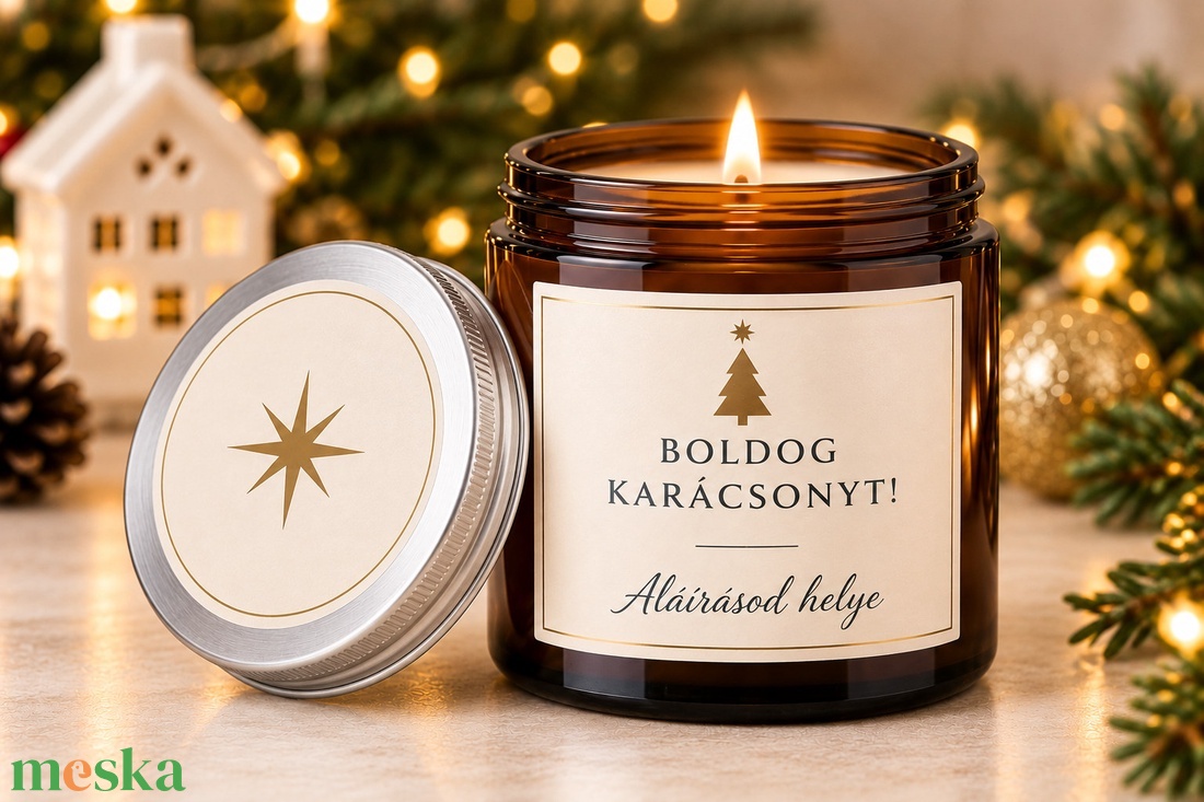 Karácsonyi céges ajándék gyertya � Fahéjas narancs illatú szójagyertya egyedi logóval, 110 ml - karácsony - karácsonyi lakásdekoráció - karácsonyi illatgyertya, mécses - Meska.hu