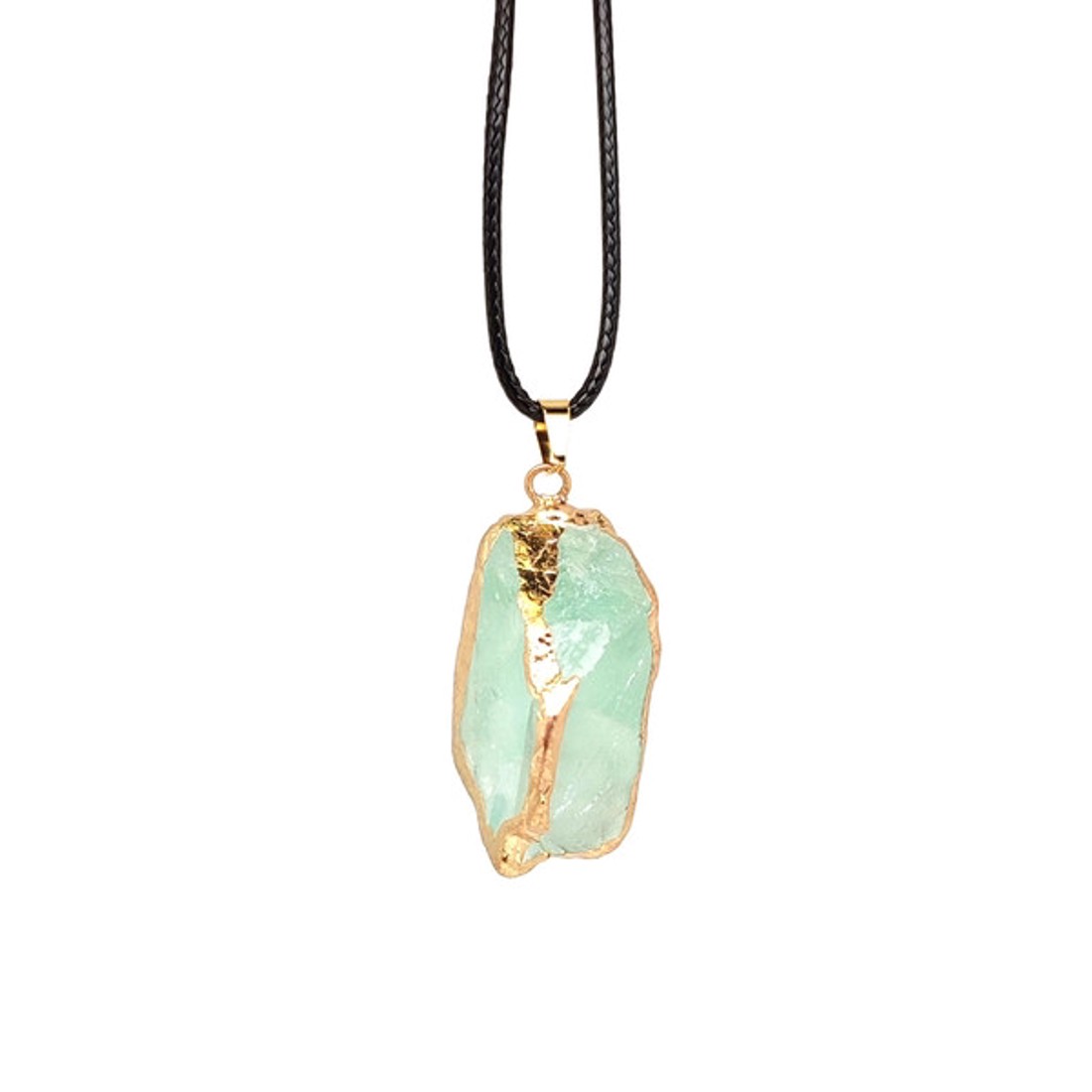 Tudatos fluorit nyers medál nyaklánccal réz díszítéssel 3�4cm - ékszer - nyaklánc - medálos nyaklánc - Meska.hu