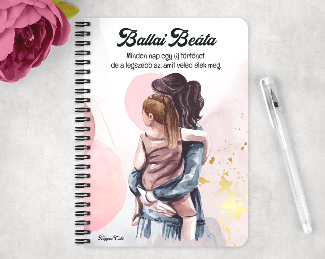 Személyre szabható - Anya és Lánya mintás A6-os füzet - otthon & életmód - papír, írószer - jegyzetfüzet & napló - Meska.hu