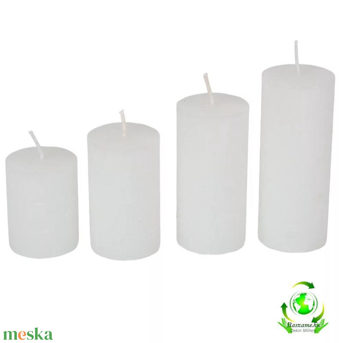 Rusztikus 40 mm lépcsős gyertya szett - fehér - kellékek & szerszámok - vegyes alapanyag - Meska.hu