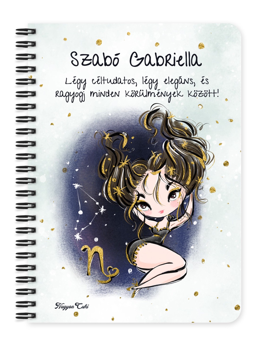 Személyre szabható - Barna hajú Csini Bak lány mintás A5-ös füzet - otthon & életmód - papír, írószer - jegyzetfüzet & napló - Meska.hu