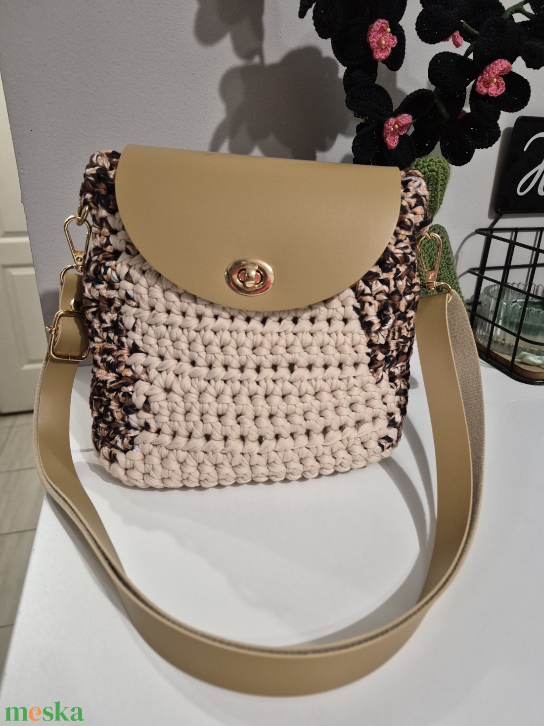 Bézs horgolt táska - táska & tok - kézitáska & válltáska - alkalmi táska - Meska.hu
