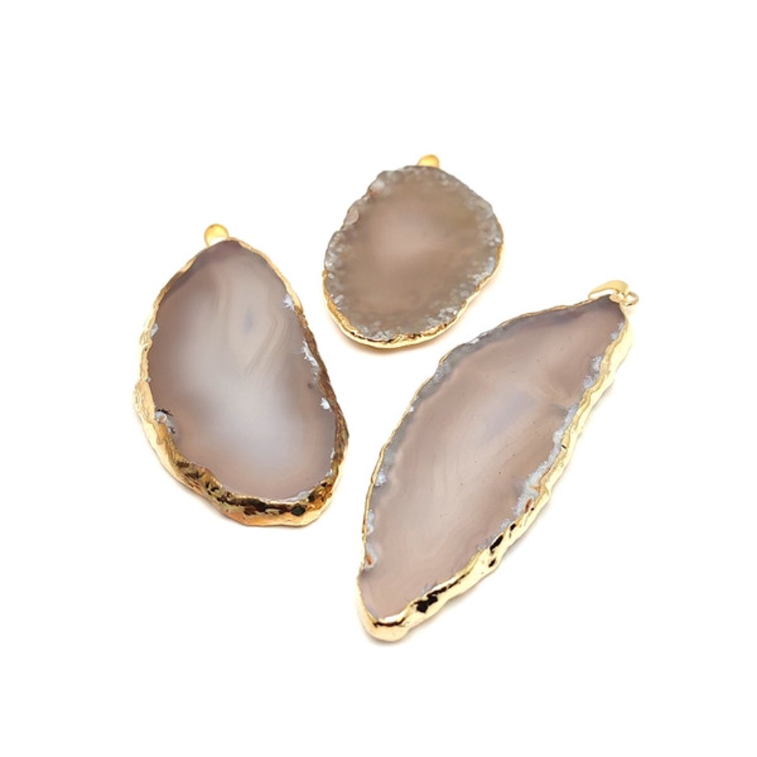 Egyensúly szürke achát lap medál arany színű foglalattal 25x40�70mm - ékszer - nyaklánc - medál - Meska.hu