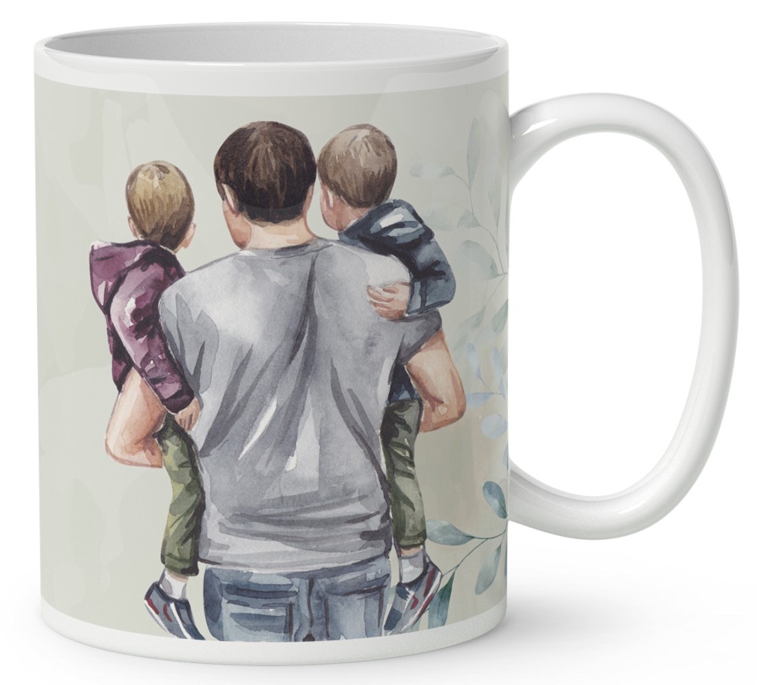 Kérd a neveddel - Apa és és a két fiú mintás bögre - otthon & életmód - konyhafelszerelés, tálalás - tálalás - bögre & csésze - Meska.hu