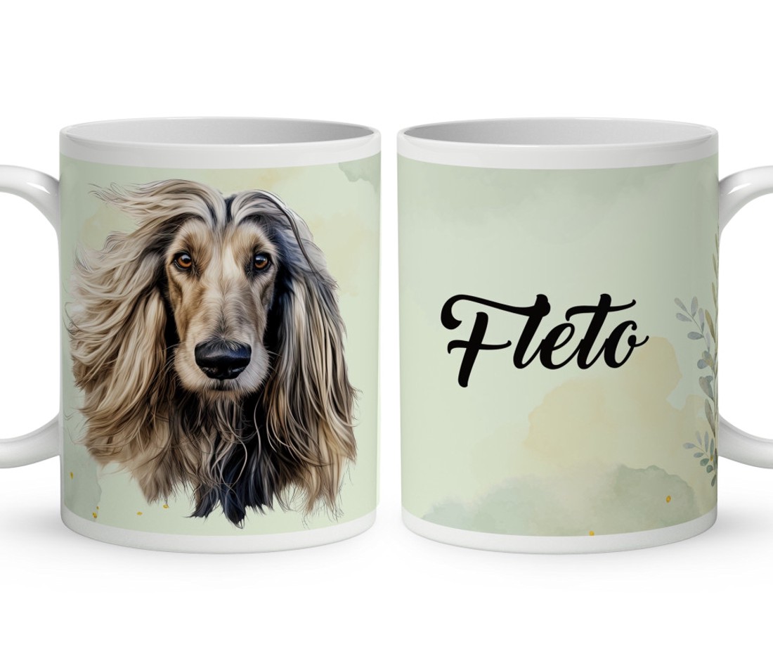 Névvel kérhető - Krémszínű Afgán agár portré mintás bögre - otthon & életmód - konyhafelszerelés, tálalás - tálalás - bögre & csésze - Meska.hu