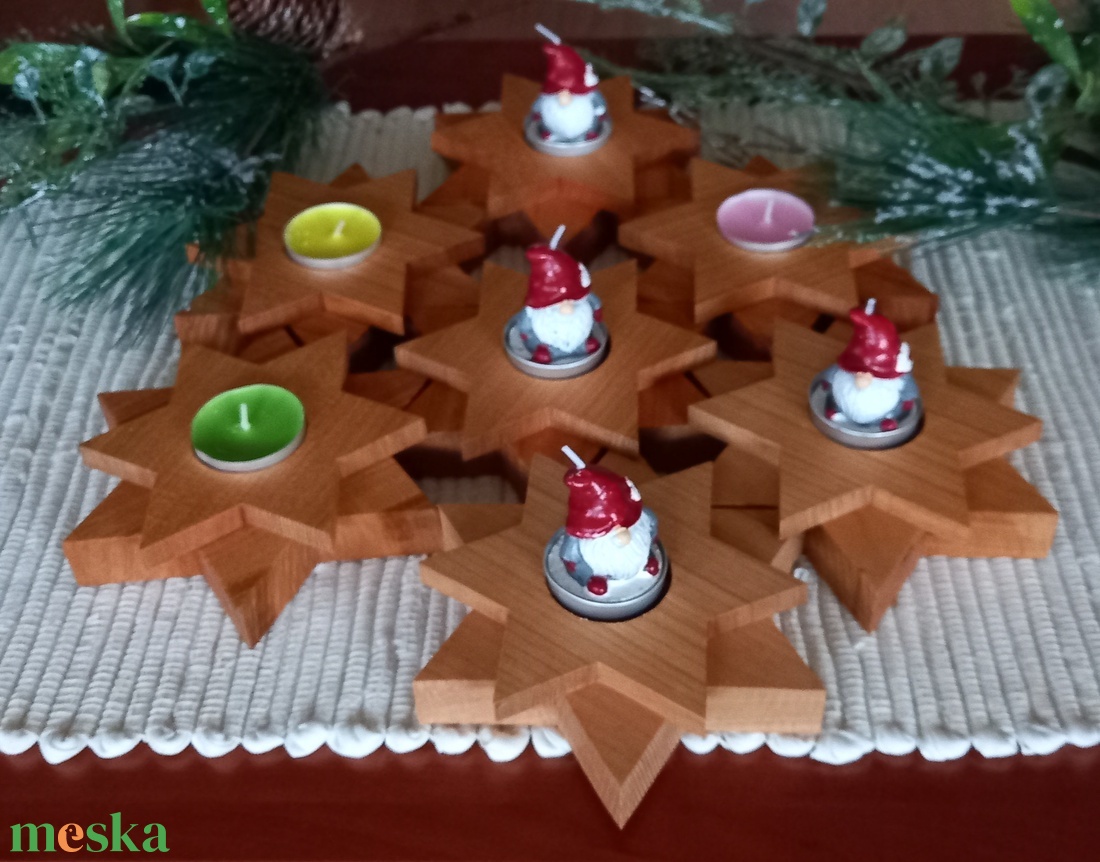 Karácsonyi dupla csillag asztali dísz, mécsestartó - karácsony - karácsonyi lakásdekoráció - karácsonyi lakásdíszek - Meska.hu