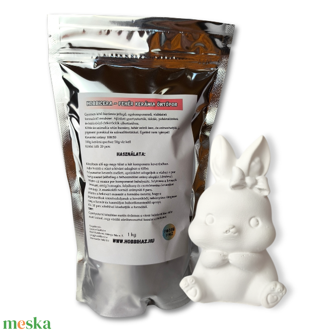 HOBBICERA - FEHÉR KERÁMIA ÖNTŐPOR, KERÁMIAPOR - 1KG - HOBBI HÁZ - kellékek & szerszámok - vegyes alapanyag - gipsz - Meska.hu