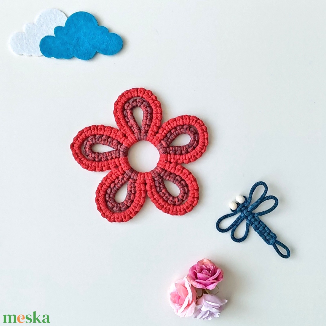 MAKRAMÉ-VIRÁG - otthon & életmód - babaszoba, gyerekszoba - babaszoba, gyerekszoba - Meska.hu