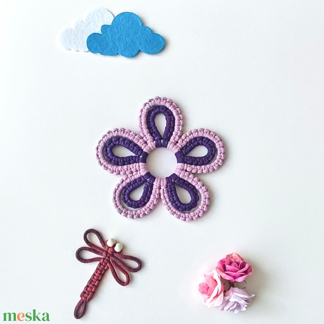 MAKRAMÉ-VIRÁG - otthon & életmód - babaszoba, gyerekszoba - babaszoba, gyerekszoba - Meska.hu