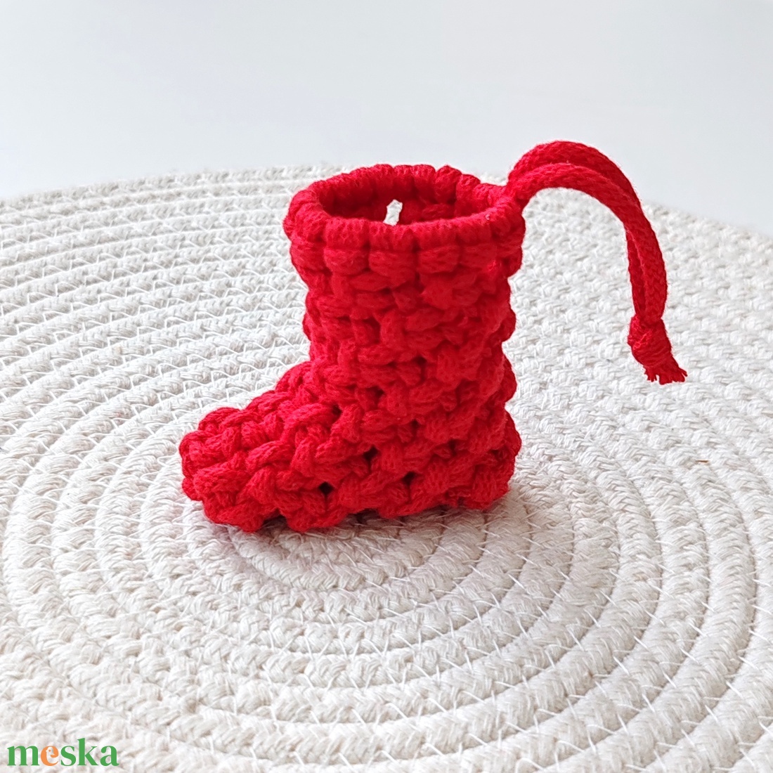 MAKRAMÉ-MIKULÁS-CSIZMA - karácsony - mikulás - mikulás zsák - Meska.hu