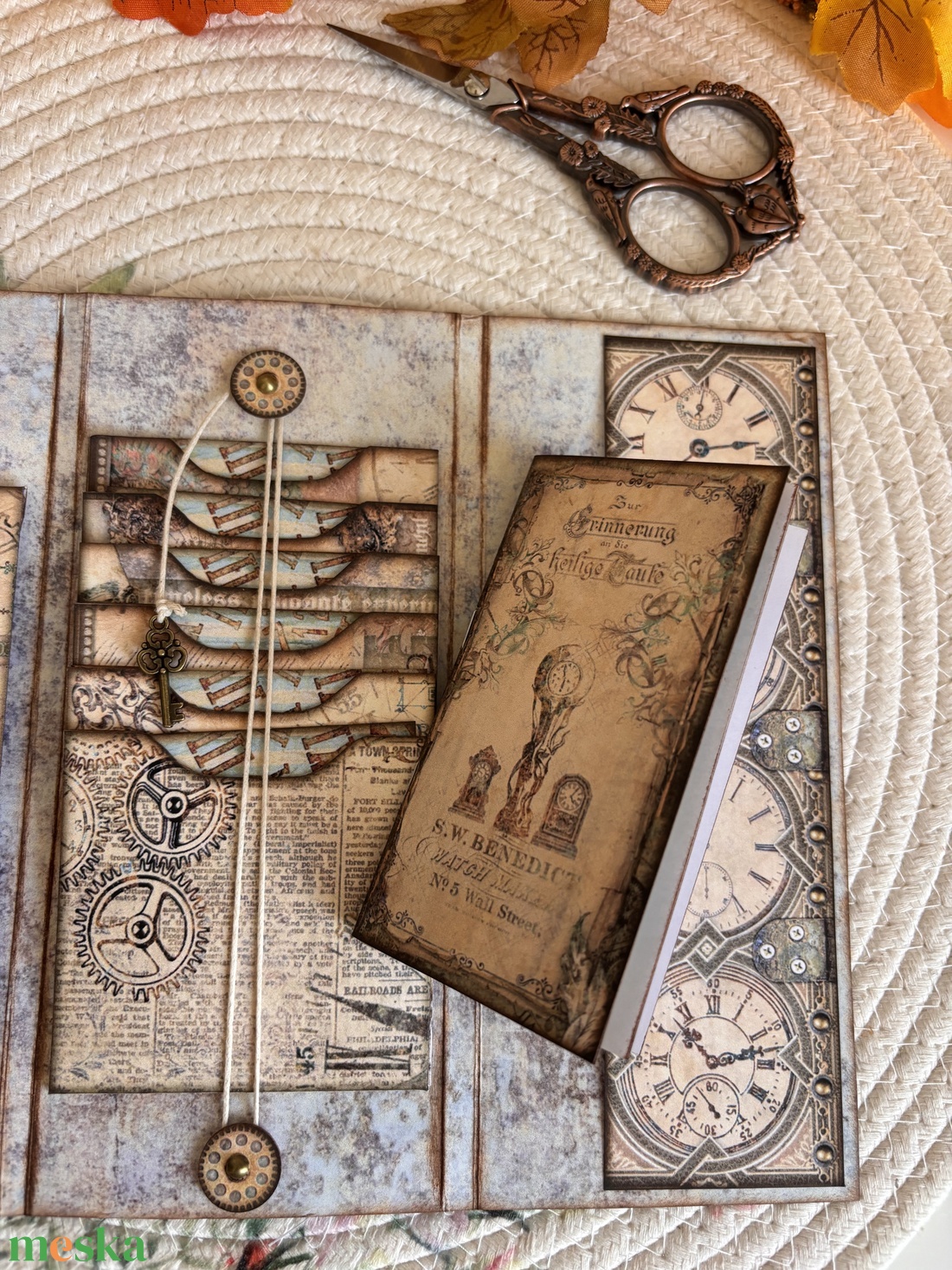 Steampunk stílusú mini napló rejtett zsebekkel - Steampunk booklet  - otthon & életmód - papír, írószer - jegyzetfüzet & napló - Meska.hu
