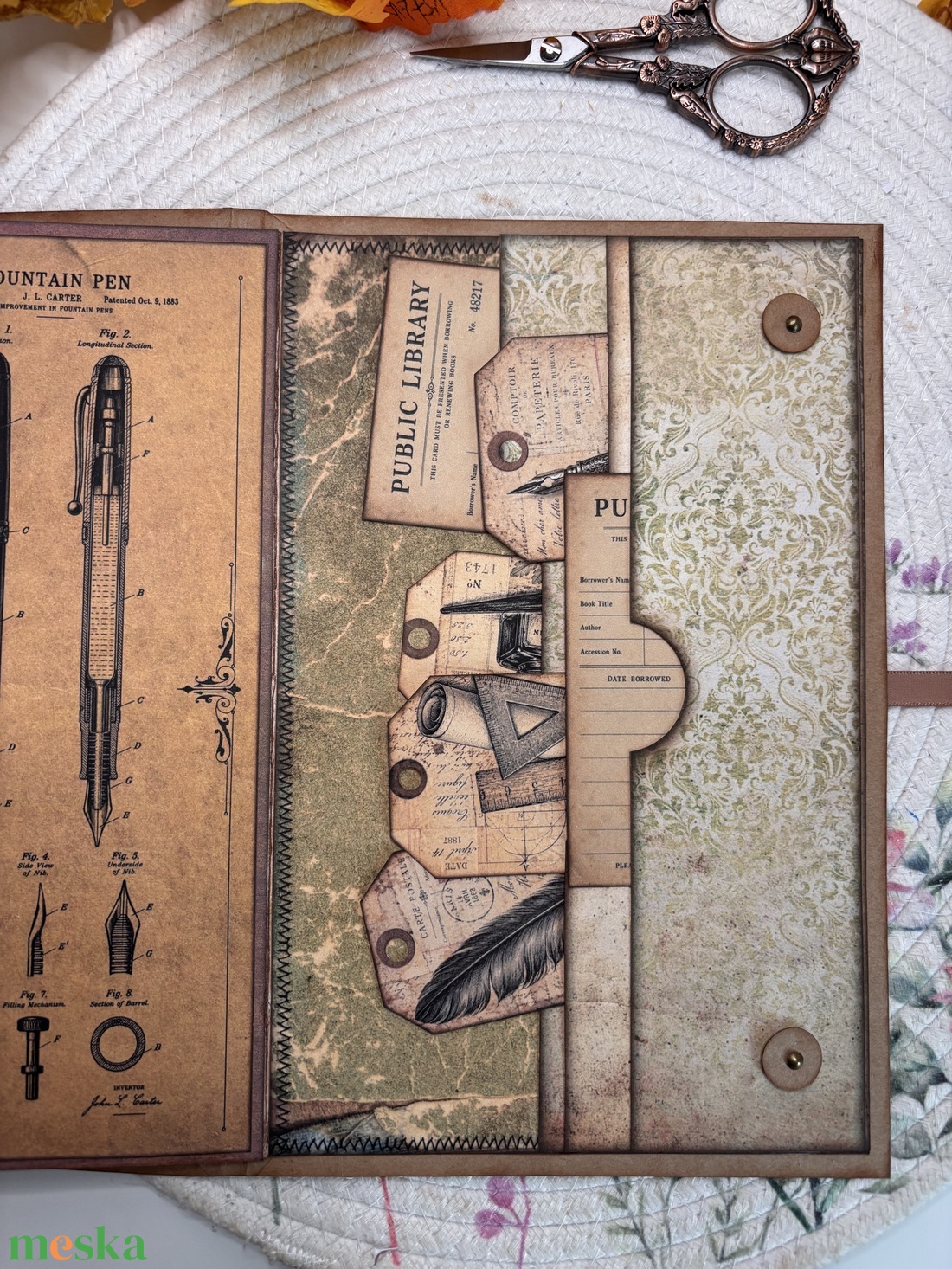Vintage nagy méretű napló kihajtható lapokkal Emlékkönyv Vintage travel journal - otthon & életmód - papír, írószer - jegyzetfüzet & napló - Meska.hu