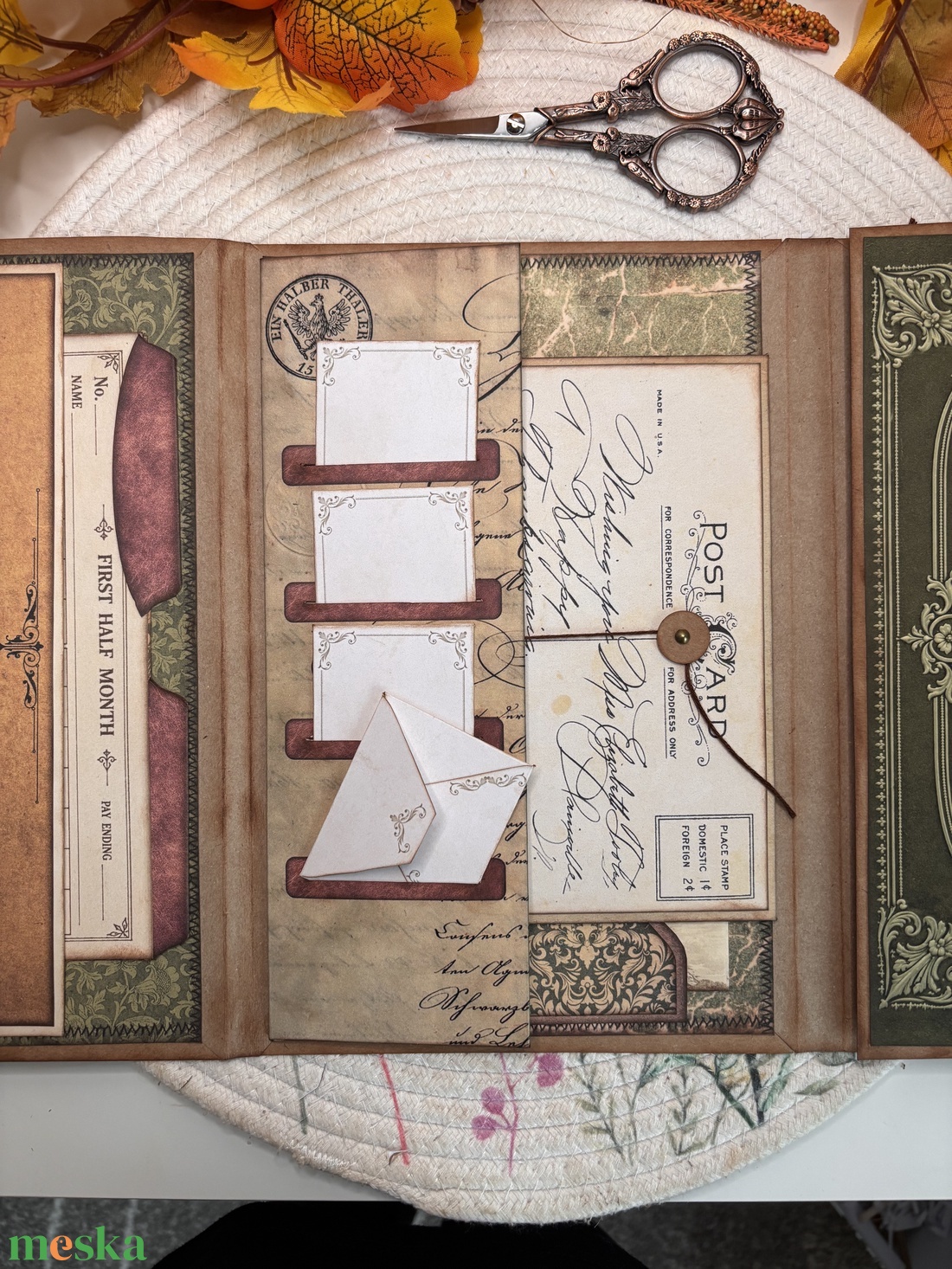 Vintage nagy méretű napló kihajtható lapokkal Emlékkönyv Vintage travel journal - otthon & életmód - papír, írószer - jegyzetfüzet & napló - Meska.hu