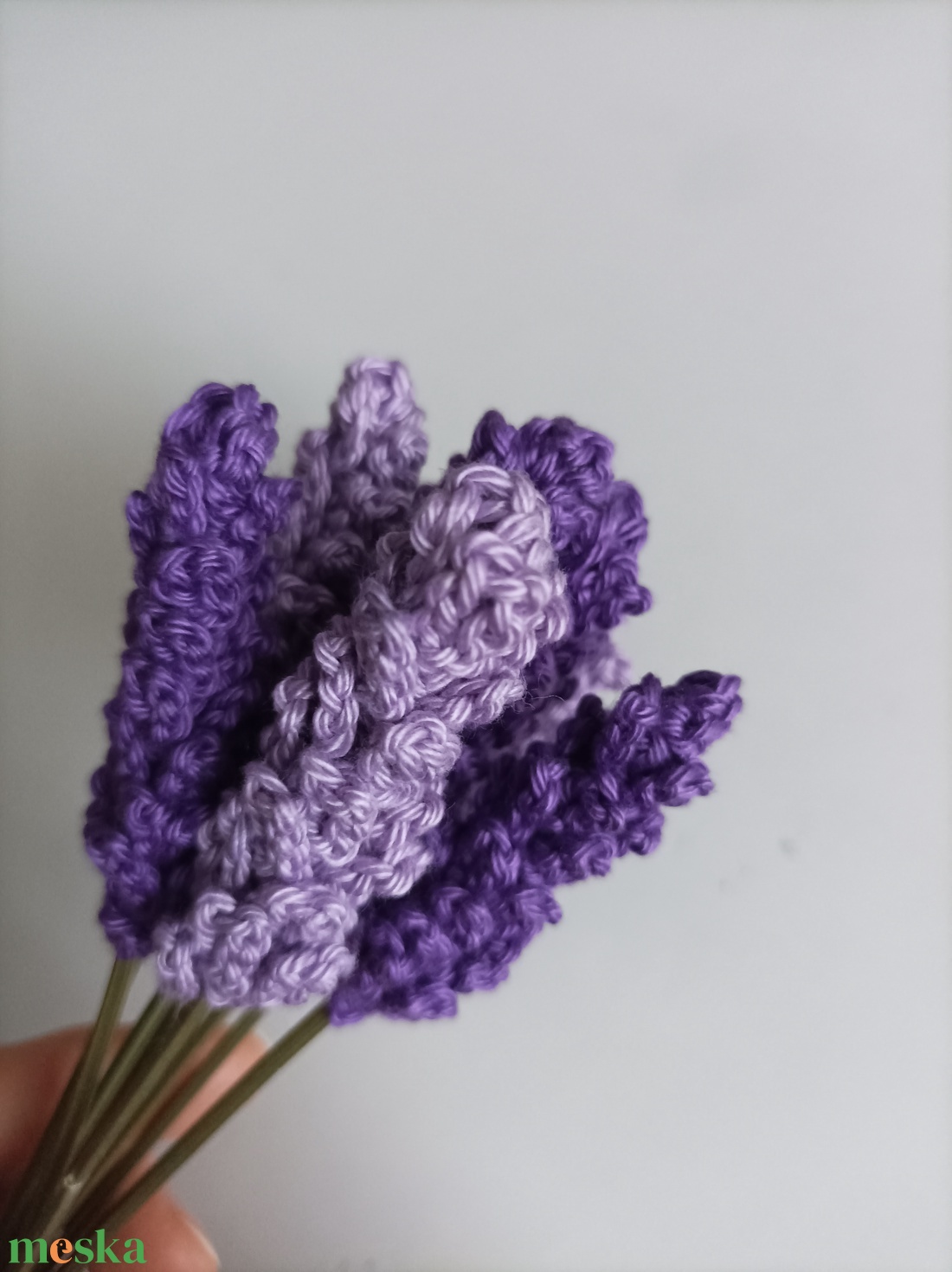 Horgolt levendula igazi levendulaszárral - otthon & életmód - dekoráció - virágdísz és tartó - csokor & virágdísz - Meska.hu