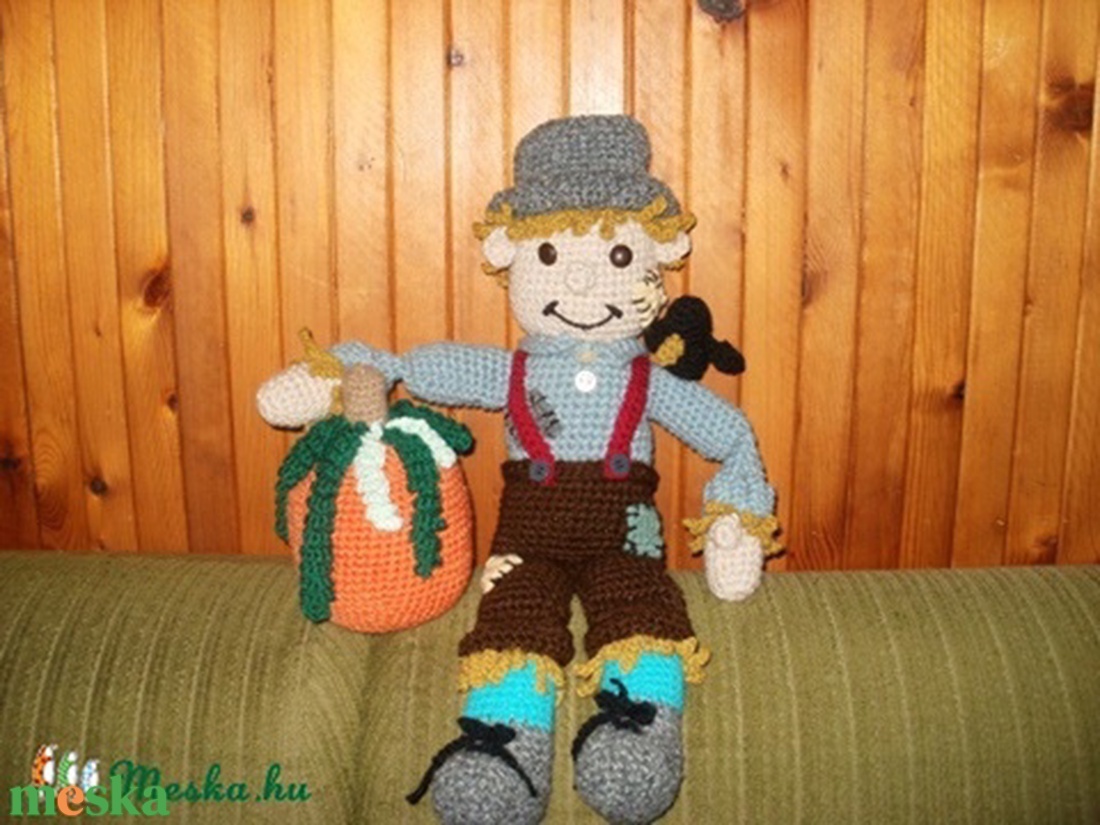 Madárijesztő tökkel.Őszi dekoráció - otthon & életmód - dekoráció - dísztárgy - Meska.hu