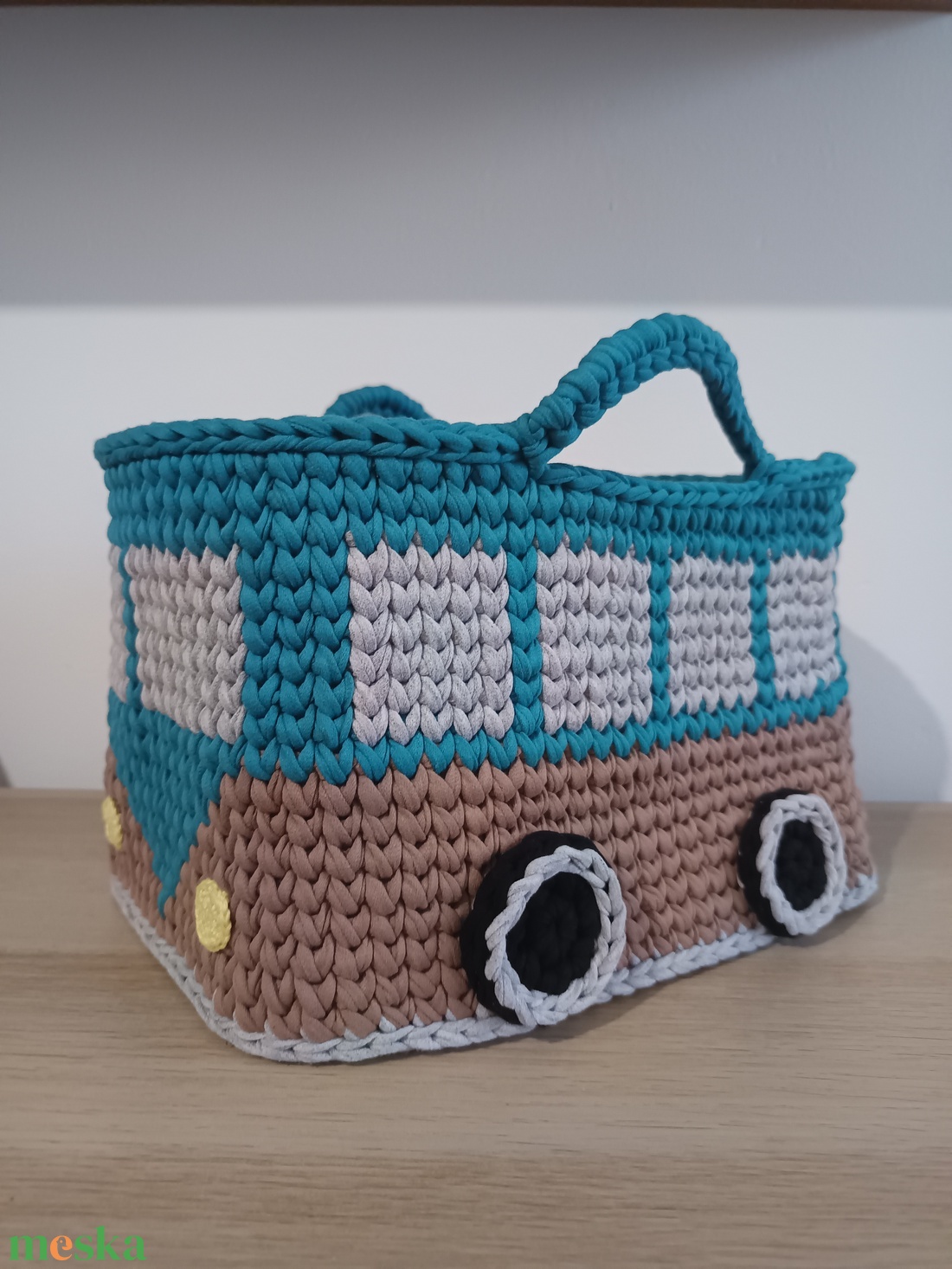 Nagy horgolt busz tároló kosár - otthon & életmód - tárolás & rendszerezés - tárolókosár - Meska.hu