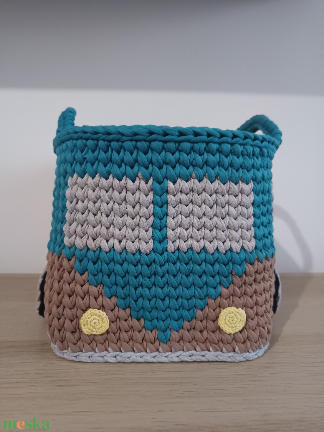 Nagy horgolt busz tároló kosár - otthon & életmód - tárolás & rendszerezés - tárolókosár - Meska.hu