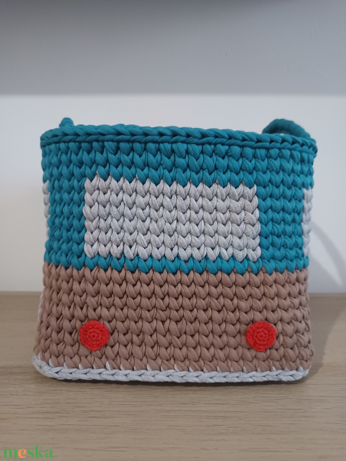 Nagy horgolt busz tároló kosár - otthon & életmód - tárolás & rendszerezés - tárolókosár - Meska.hu
