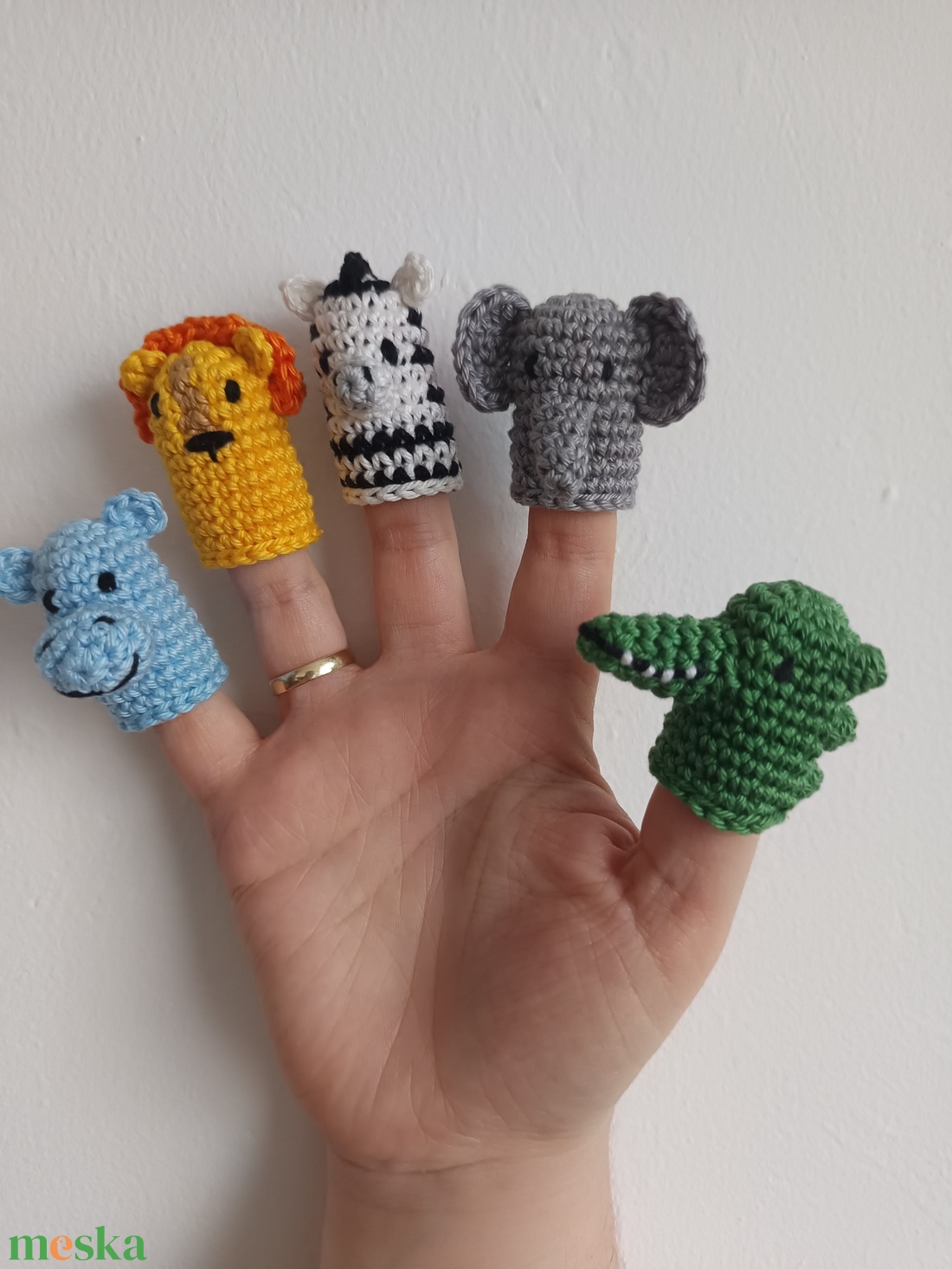 Horgolt ujjbáb szett - Szafari - játék & sport - bábok - ujjbáb - Meska.hu