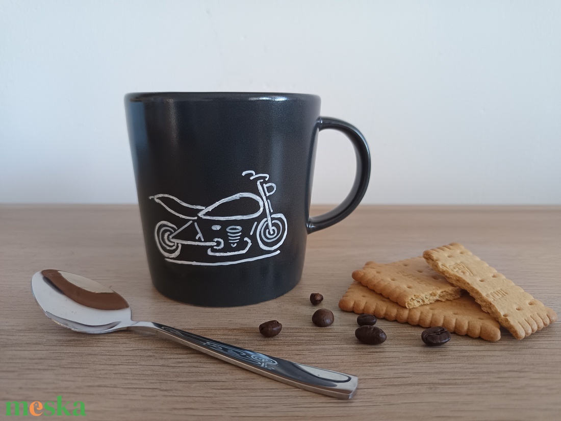 Kézzel festett motoros bögre (Sötétszürke) - otthon & életmód - konyhafelszerelés, tálalás - tálalás - bögre & csésze - Meska.hu