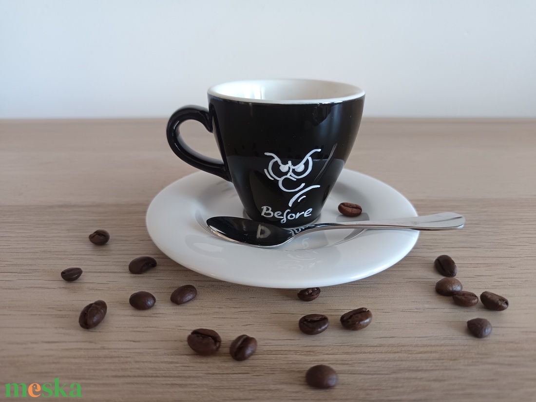Before/After - Kézzel festett espresso csésze (Fekete) - otthon & életmód - konyhafelszerelés, tálalás - tálalás - bögre & csésze - Meska.hu