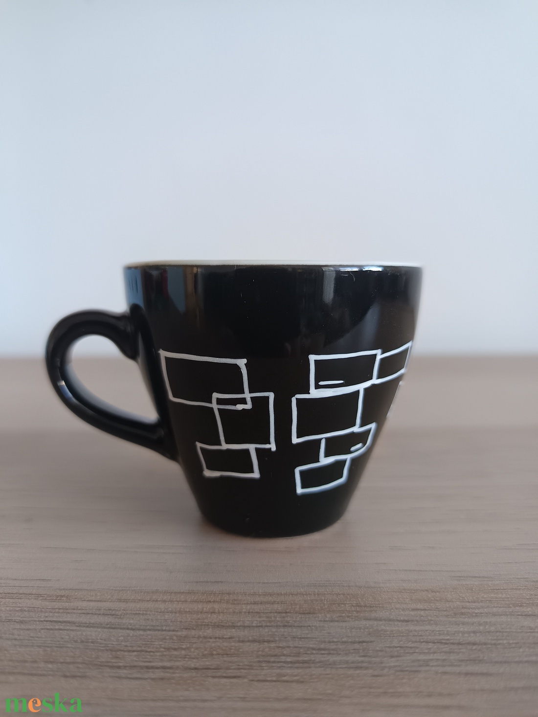Geometria - Kézzel festett, modern espresso csésze (Fekete) - otthon & életmód - konyhafelszerelés, tálalás - tálalás - bögre & csésze - Meska.hu
