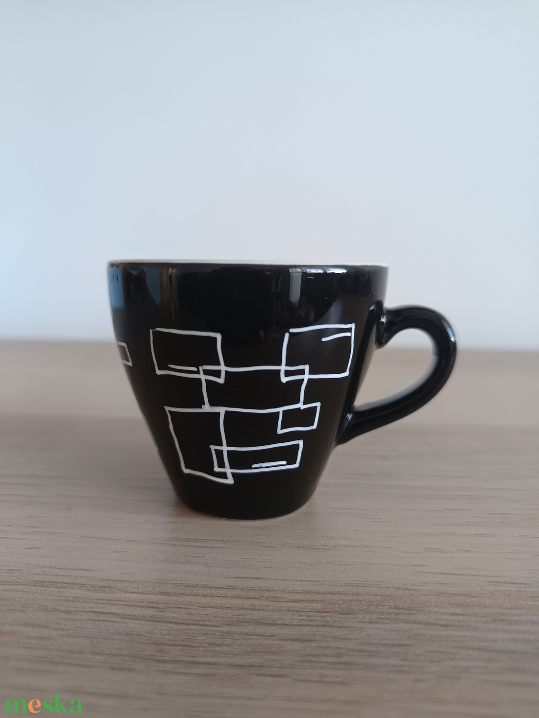 Geometria - Kézzel festett, modern espresso csésze (Fekete) - otthon & életmód - konyhafelszerelés, tálalás - tálalás - bögre & csésze - Meska.hu