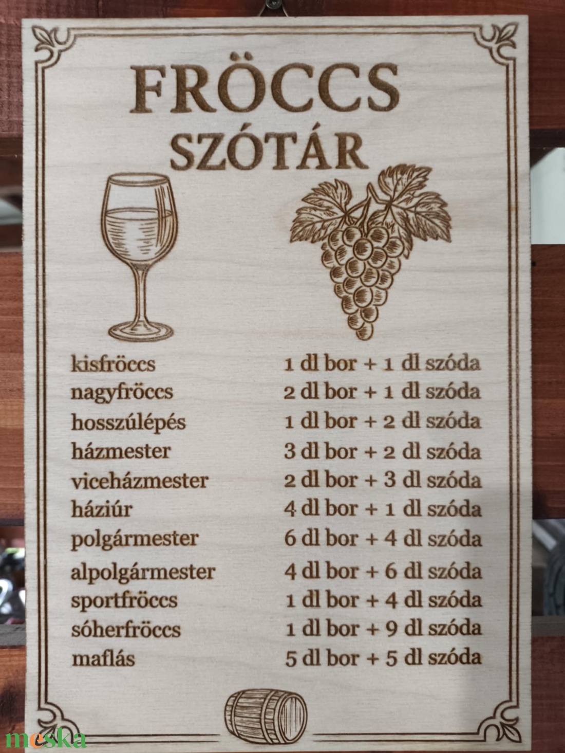 Gravírozott Fröccs szótár tábla  - otthon & életmód - dekoráció - fali és függő dekoráció - falra akasztható dekor - Meska.hu