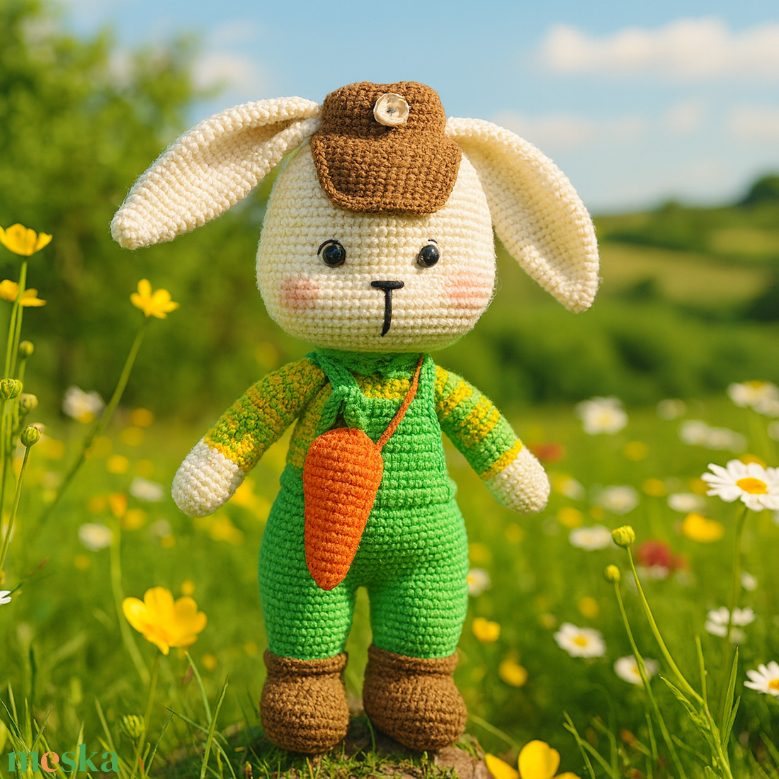 Nyuszi répával (A háttér AI segítségével készült) - játék & sport - plüssállat & játékfigura - nyuszi - Meska.hu