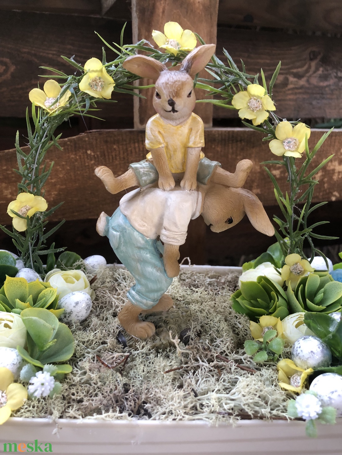 Nyuszi hopp asztaldísz  - otthon & életmód - dekoráció - asztal és polc dekoráció - asztaldísz - Meska.hu