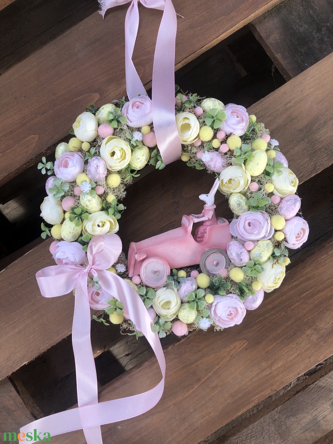 Tavaszi ajtódísz nyuszival - otthon & életmód - dekoráció - ajtó- és ablak dekoráció - ajtódísz & kopogtató - Meska.hu