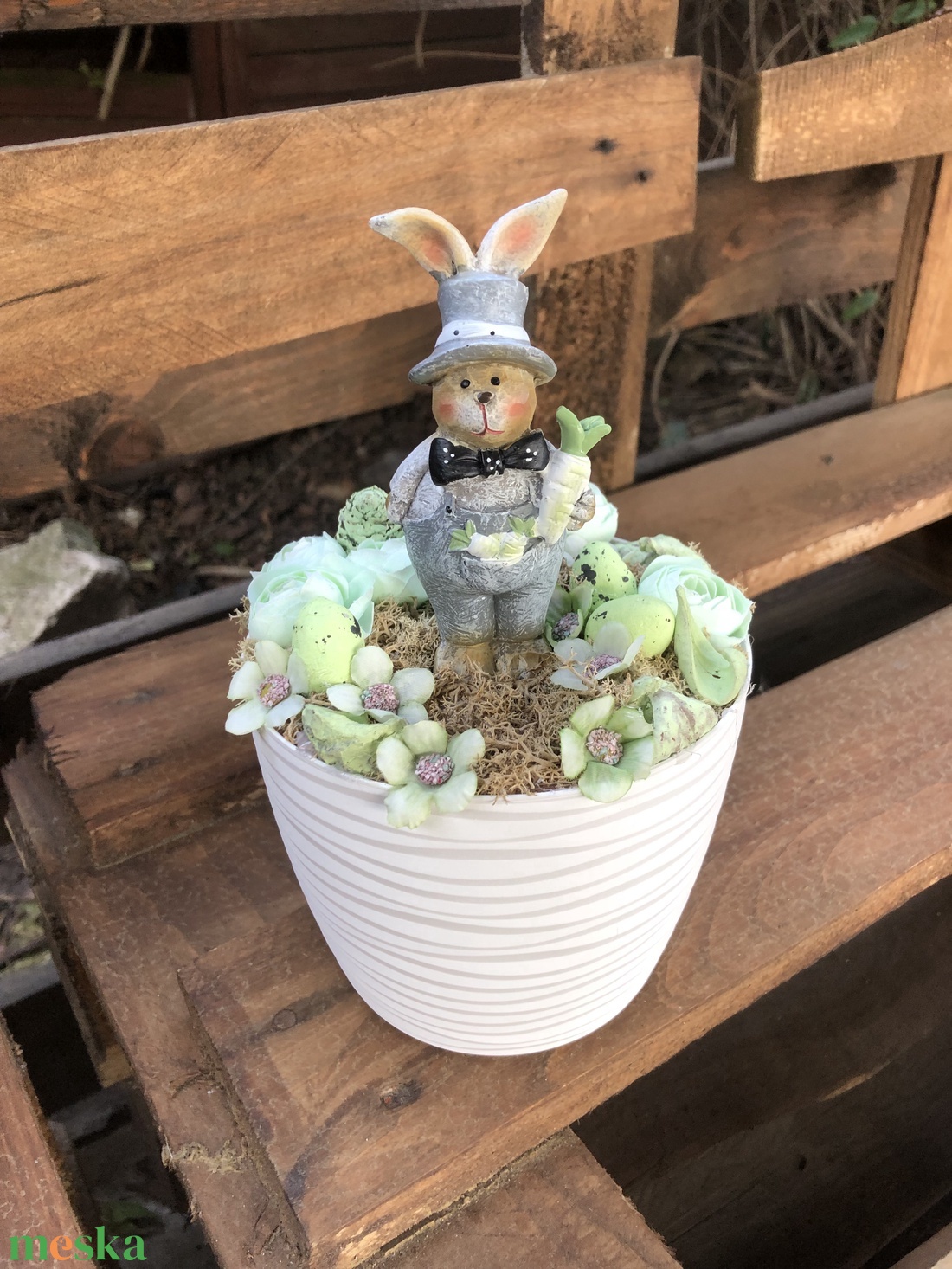 Mentazöld tavaszi asztaldísz - otthon & életmód - dekoráció - asztal és polc dekoráció - asztaldísz - Meska.hu