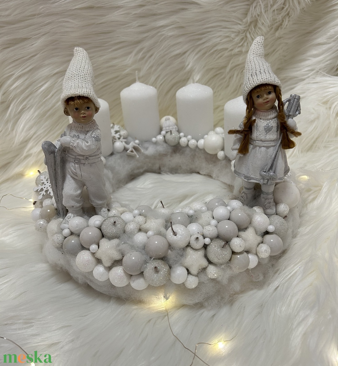 Hófehér adventi koszorú - karácsony - adventi díszek - adventi koszorú - Meska.hu Hófehér adventi koszorú - karácsony - adventi díszek - adventi koszorú - Meska.hu