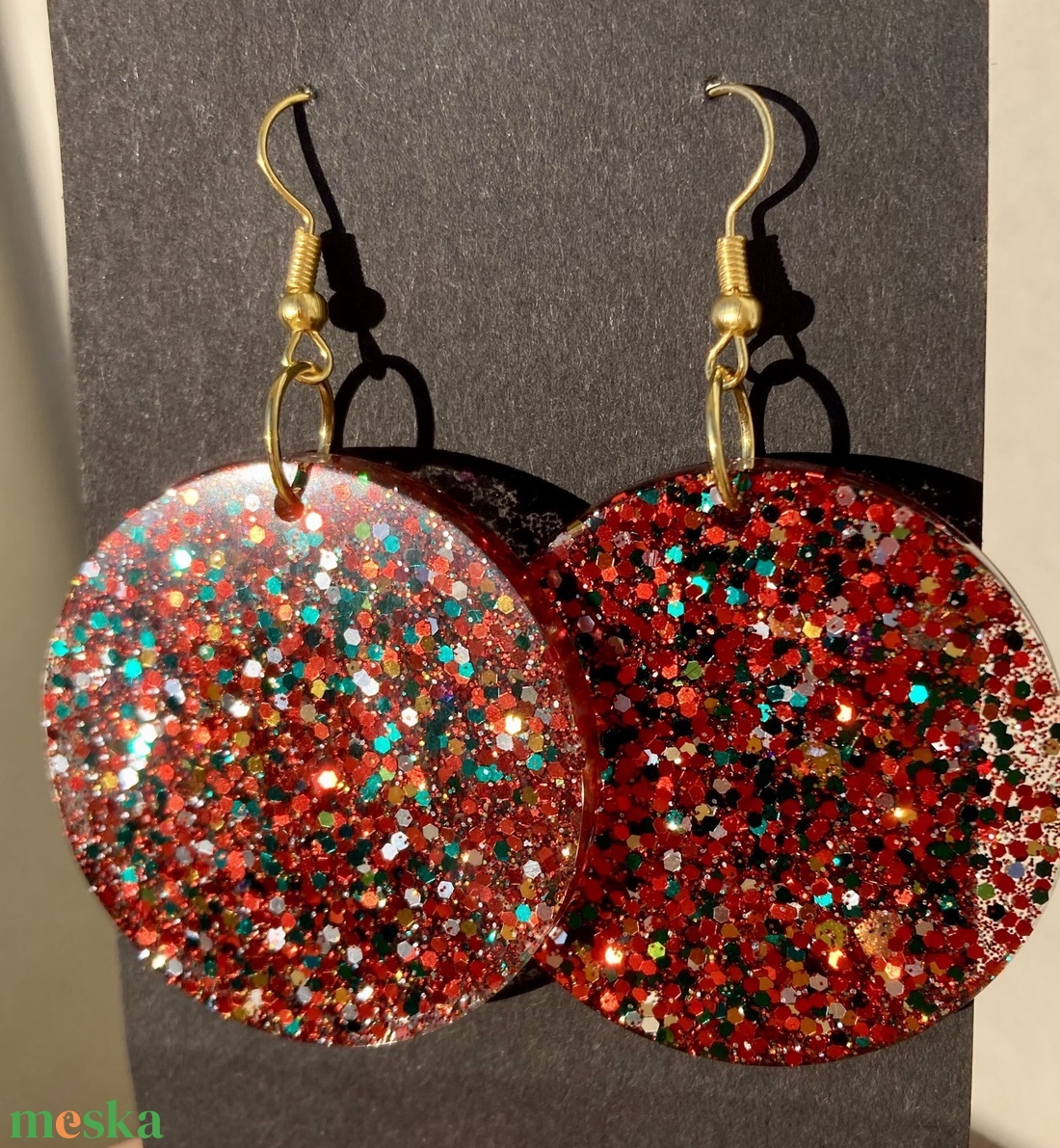 Kerek csillámos műgyanta fülbevaló - 4 méretben! - ékszer - fülbevaló - lógó fülbevaló - Meska.hu