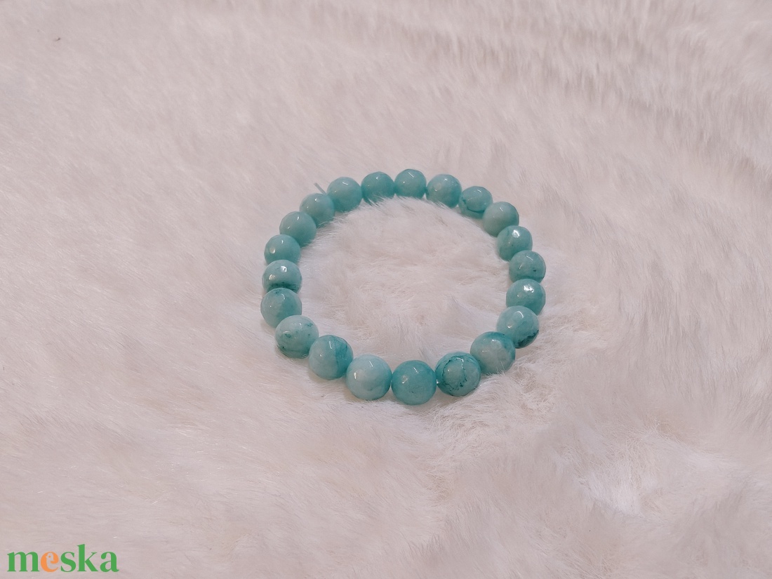 Sötét mentol jadeit féldrágakő karkötő - ékszer - karkötő - ásványkarkötő - Meska.hu