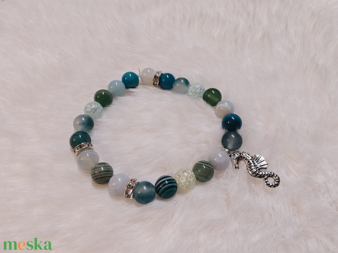 Trópusi nyaralás kék zöld türkiz féldrágakő karkötő - ékszer - karkötő - ásványkarkötő - Meska.hu