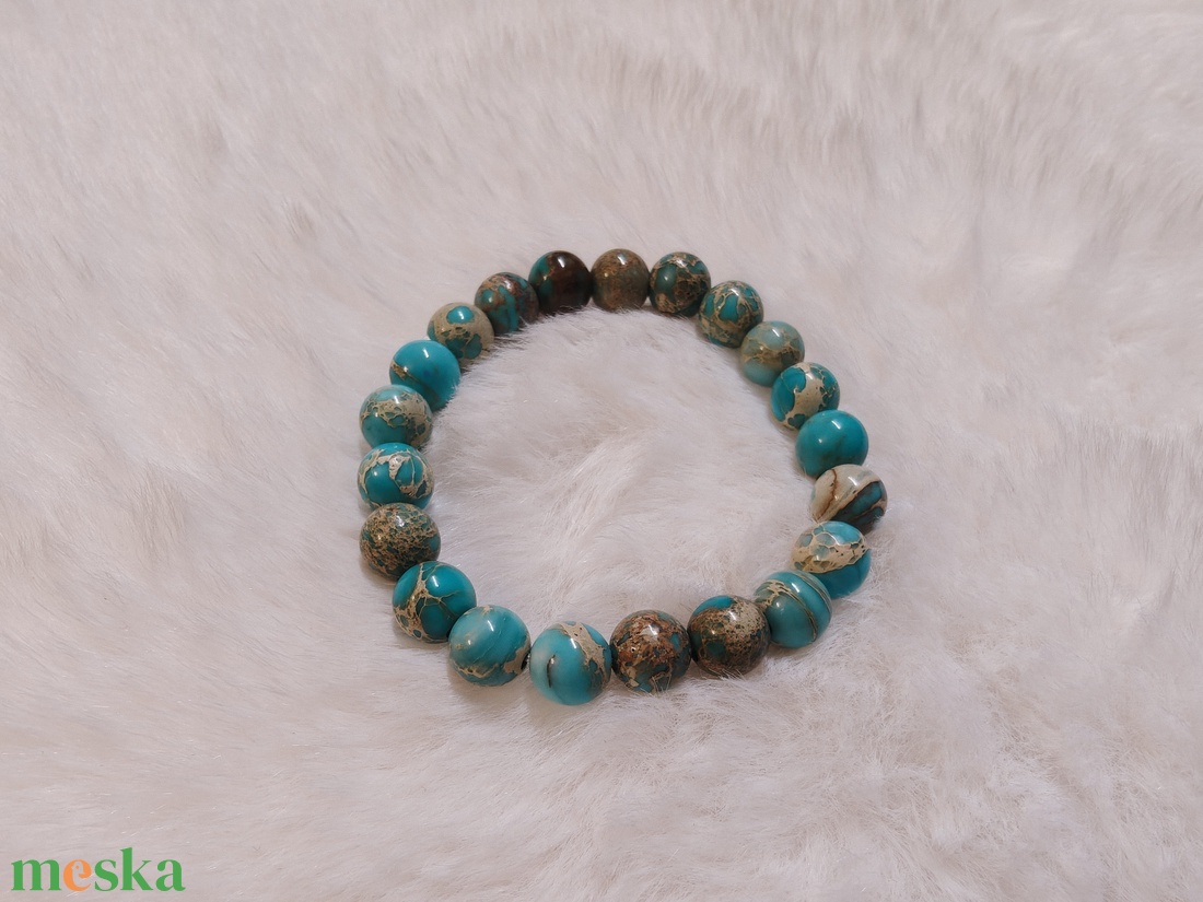 Türkiz regalit féldrágakő karkötő - ékszer - karkötő - gyöngyös karkötő - Meska.hu