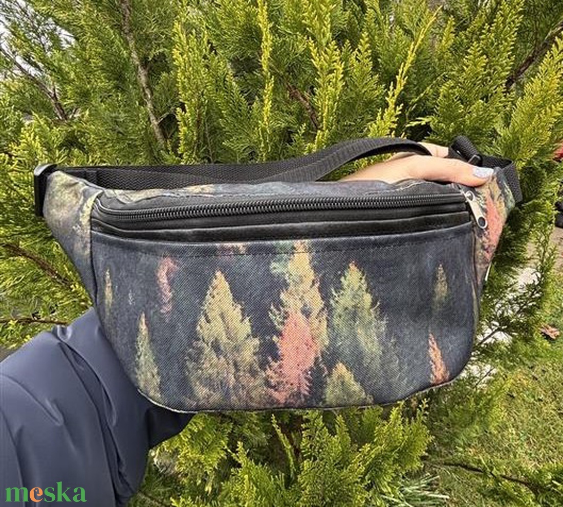 Őszi erdő mintás övtáska textilbőrrel - táska & tok - övtáska - Meska.hu