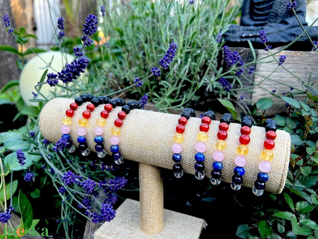 Aromaterápiás csakra karkötő - ékszer - karkötő - gyöngyös karkötő - Meska.hu