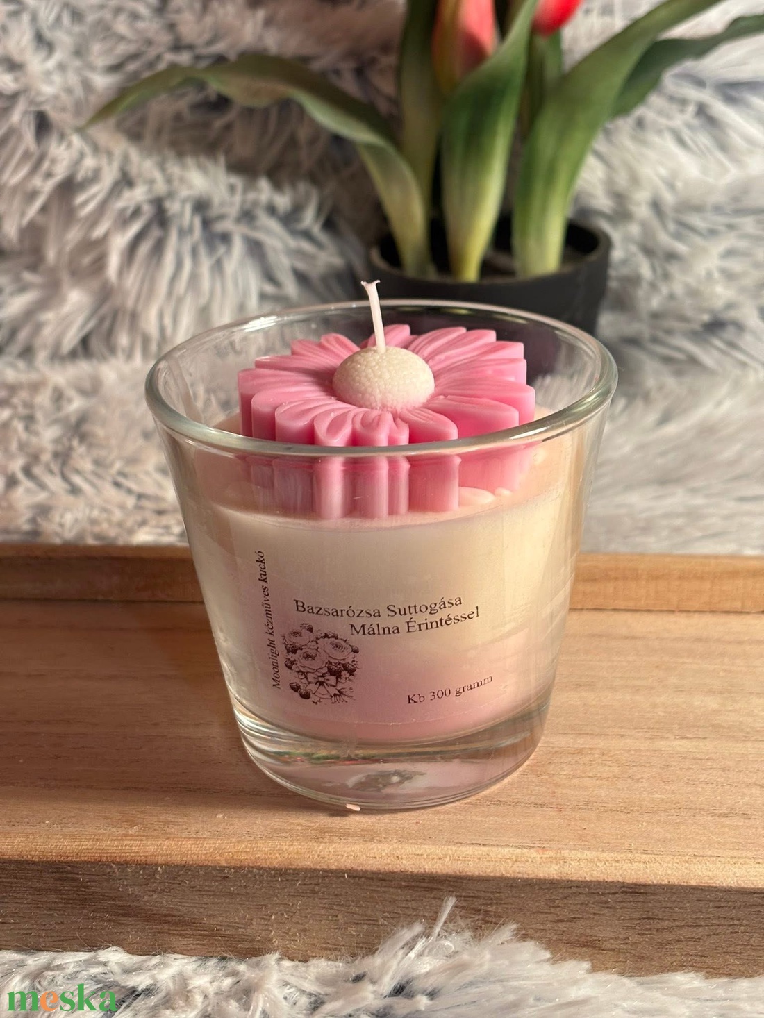 Bazsarózsa suttogása Málna érintéssel pohár gyertya - kellékek & szerszámok - dekorációs kellékek - dekorációs gyertya - Meska.hu