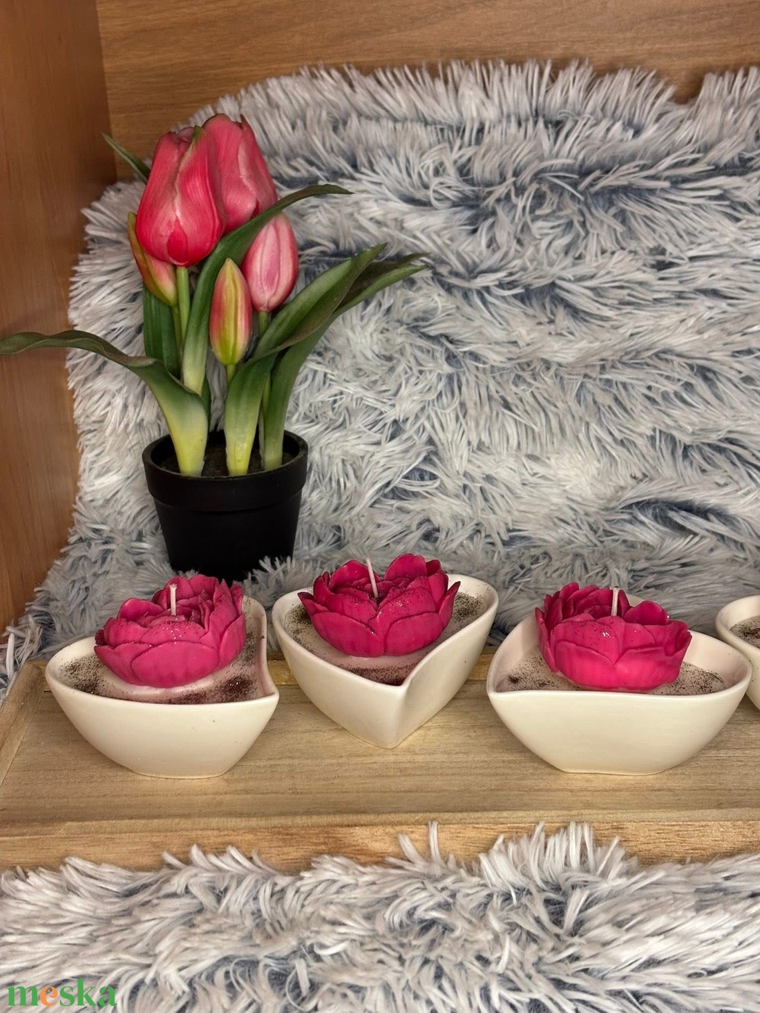 Szivecskés virágos gyertya  - kellékek & szerszámok - dekorációs kellékek - dekorációs gyertya - Meska.hu