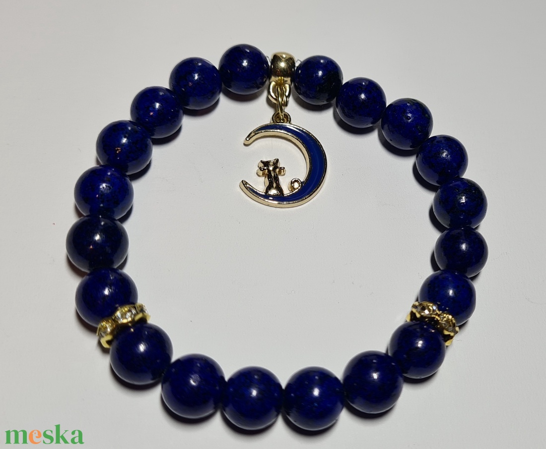 Lapis lazuli karkötő - ékszer - karkötő - gyöngyös karkötő - Meska.hu