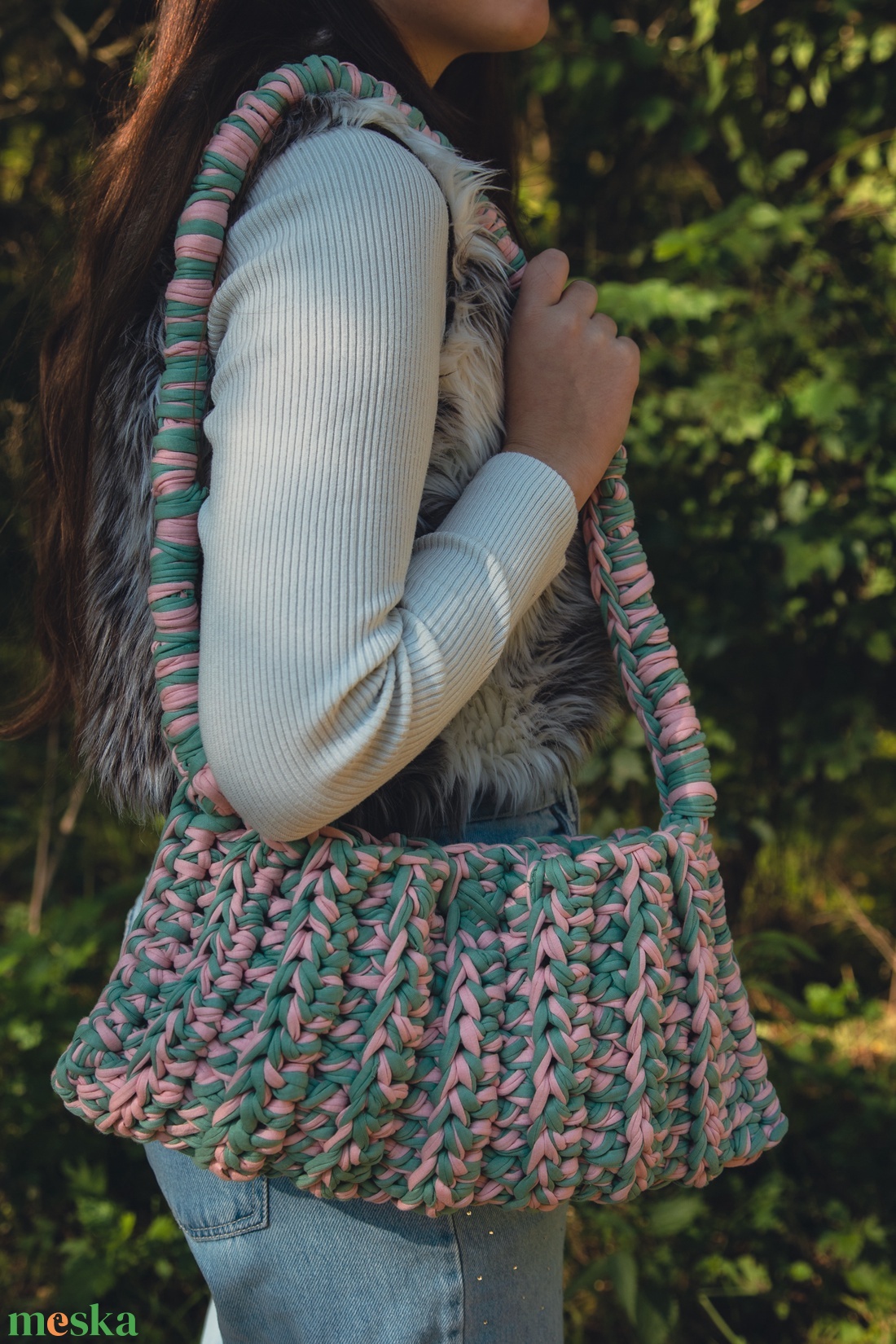 Flora horgolt válltáska - táska & tok - kézitáska & válltáska - válltáska - Meska.hu