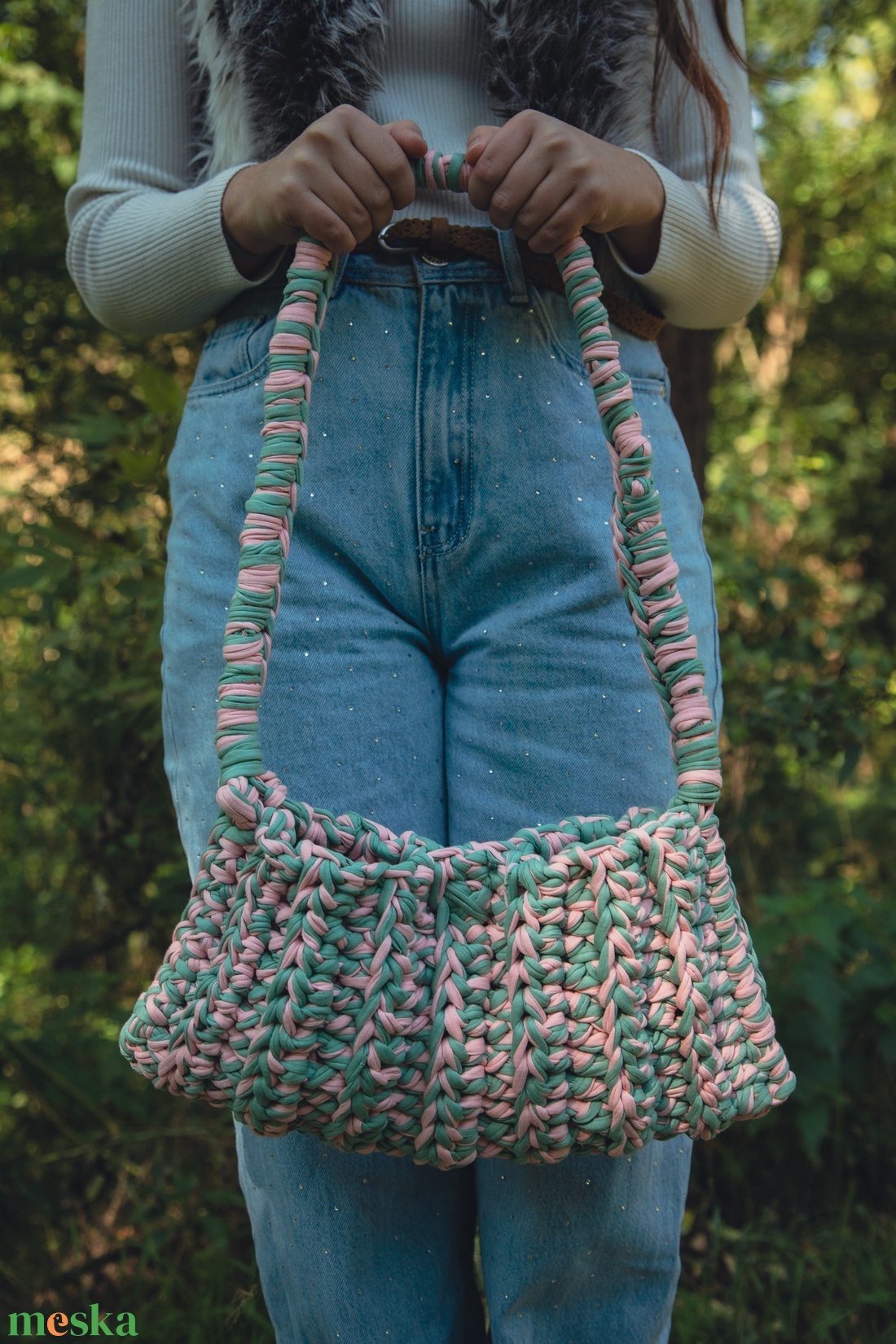 Flora horgolt válltáska - táska & tok - kézitáska & válltáska - válltáska - Meska.hu