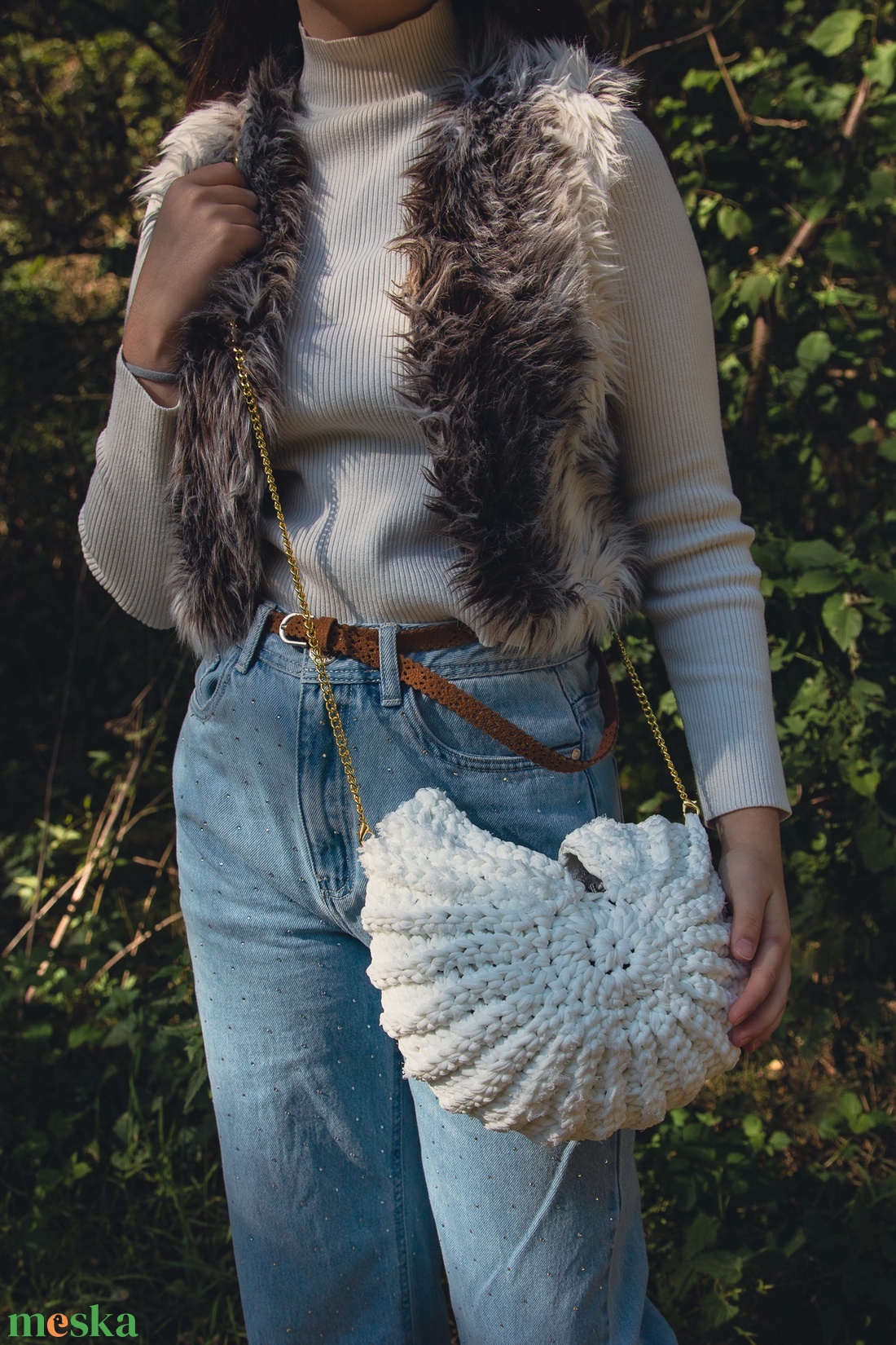 Cleo horgolt válltáska - táska & tok - kézitáska & válltáska - vállon átvethető táska - Meska.hu