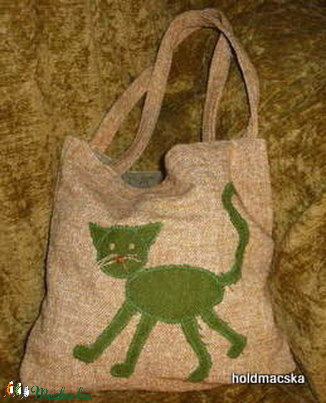 Macskás szatyor - táska & tok - bevásárlás & shopper táska - shopper, textiltáska, szatyor - Meska.hu