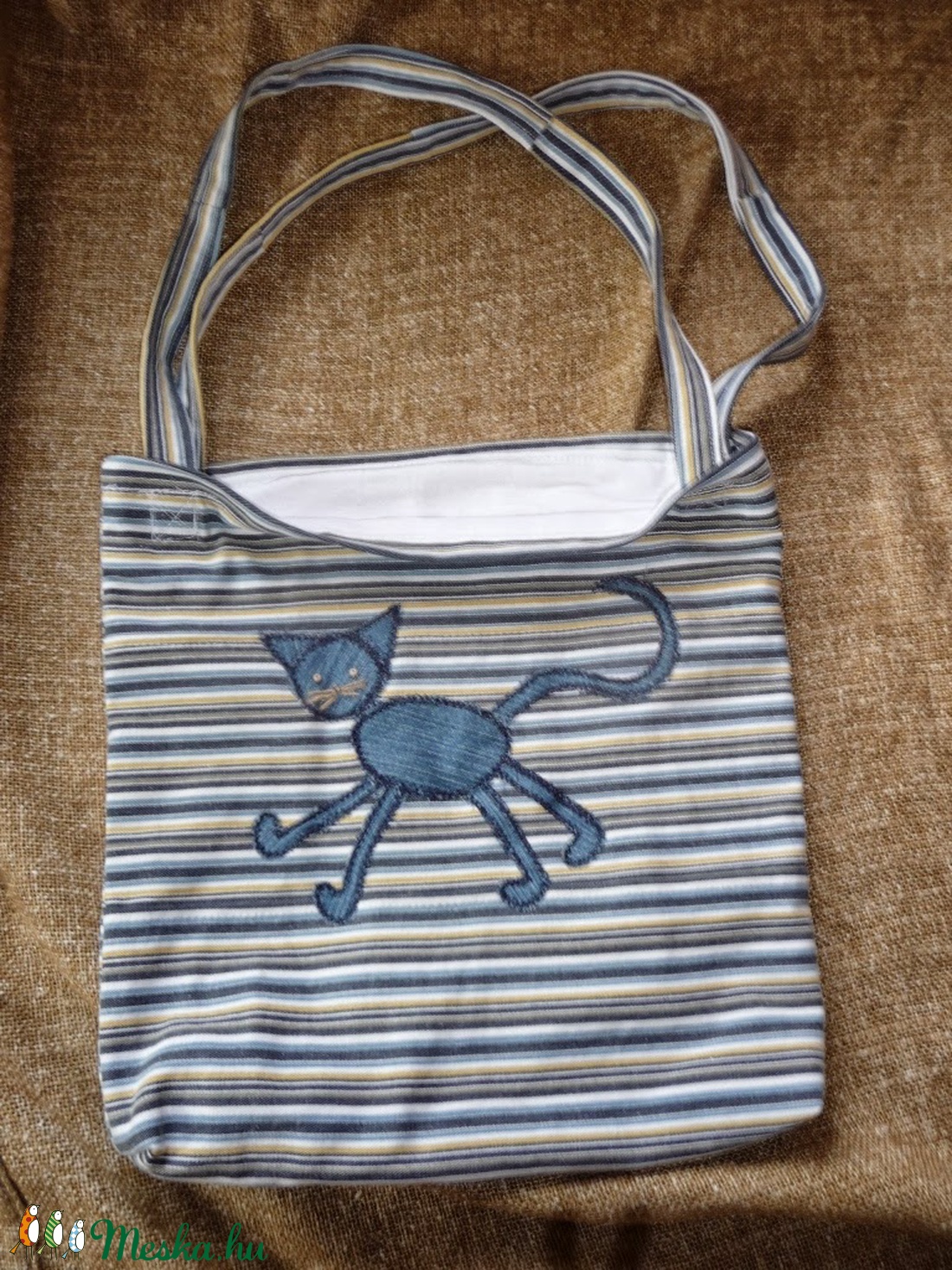 Macskás szatyor - táska & tok - bevásárlás & shopper táska - shopper, textiltáska, szatyor - Meska.hu