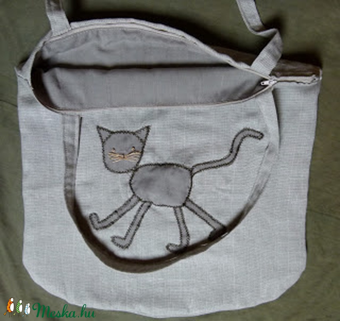 Macskás szatyor - táska & tok - bevásárlás & shopper táska - shopper, textiltáska, szatyor - Meska.hu